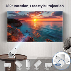 S100 Mini Projecteur – Compact et Portable avec WiFi et Android 11 pour Cinéma Maison & Streaming | Compatible HD 1080p | Idéal pour Usage Intérieur et Extérieur
