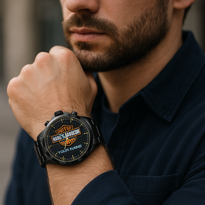 Montre Harley-Davidson noire – Le cadeau idéal pour les passionnés de motos 🏍️🎁