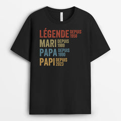 LÉGENDE MARI PÈRE PAPA DEPUIS - CADEAU PERSONNALISÉ | T-SHIRT POUR HOMME