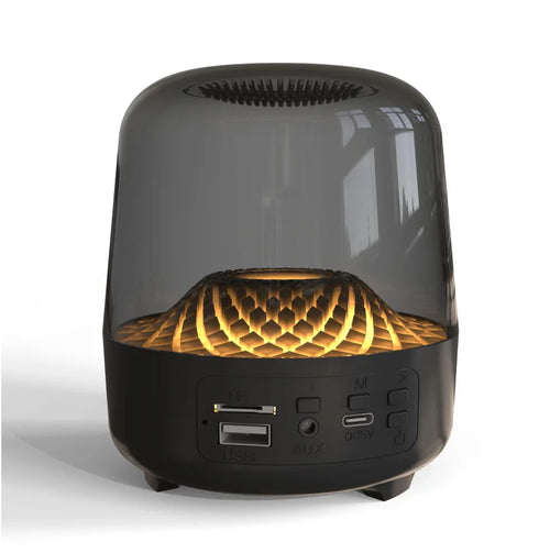 Nouveau haut-parleur Bluetooth en verre transparent avec basses puissantes - Enceinte sans fil avec carte TF, FM, AUX et lumière LED.