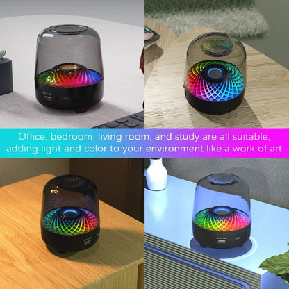 Nouveau haut-parleur Bluetooth en verre transparent avec basses puissantes - Enceinte sans fil avec carte TF, FM, AUX et lumière LED.
