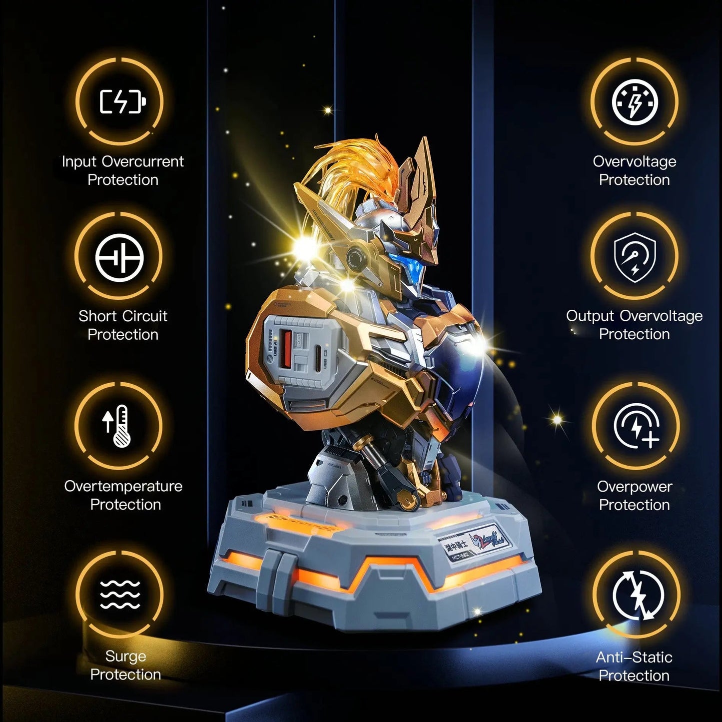 Moshow Lancelot 65W Charging Station Gold Plated Knight Theme