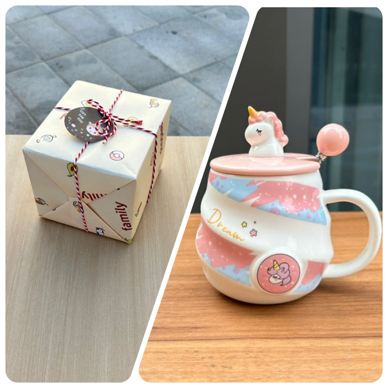 Mug Céramique Blanc Animé Unicorn 520ml – Idéal pour les Filles et les Amateurs de Mode Rétro