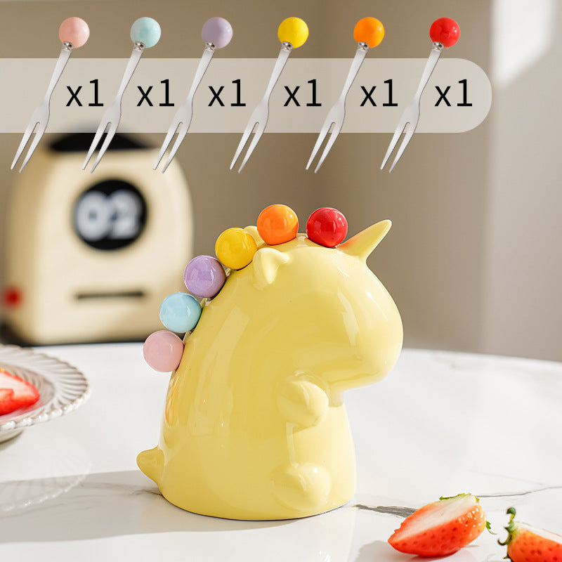 🦄 Ensemble de Fourchettes à Fruits en Céramique Unicornées - Féérie sur votre Table ! 🍓