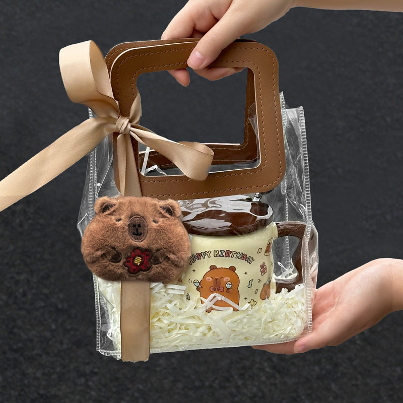 Mug Céramique Blanc Animé de l'Animal Mignon Capybara – Idéal pour les Cadeaux d'Anniversaire pour Amies et Filles