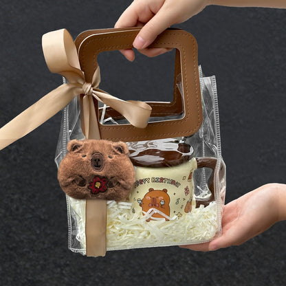 Mug Céramique Blanc Animé de l'Animal Mignon Capybara – Idéal pour les Cadeaux d'Anniversaire pour Amies et Filles