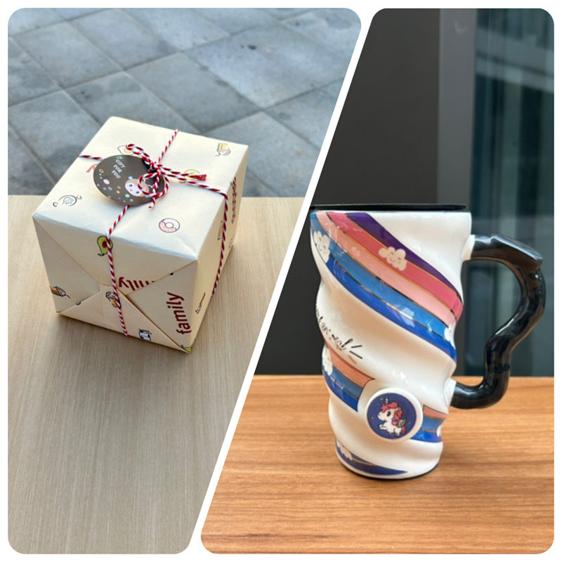 Mug Céramique Blanc Animé Unicorn 520ml – Idéal pour les Filles et les Amateurs de Mode Rétro