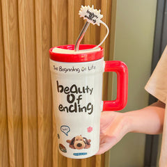 Belle Mug en Céramique avec Couvercle et Suceur - Idéal pour Cadeau Anniversaire Mère et Fille, Amies et Autres Cadeaux Féminins