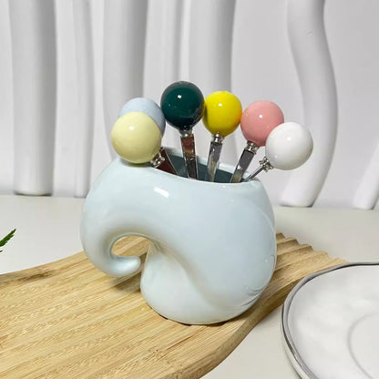 🦄 Ensemble de Fourchettes à Fruits en Céramique Unicornées - Féérie sur votre Table ! 🍓