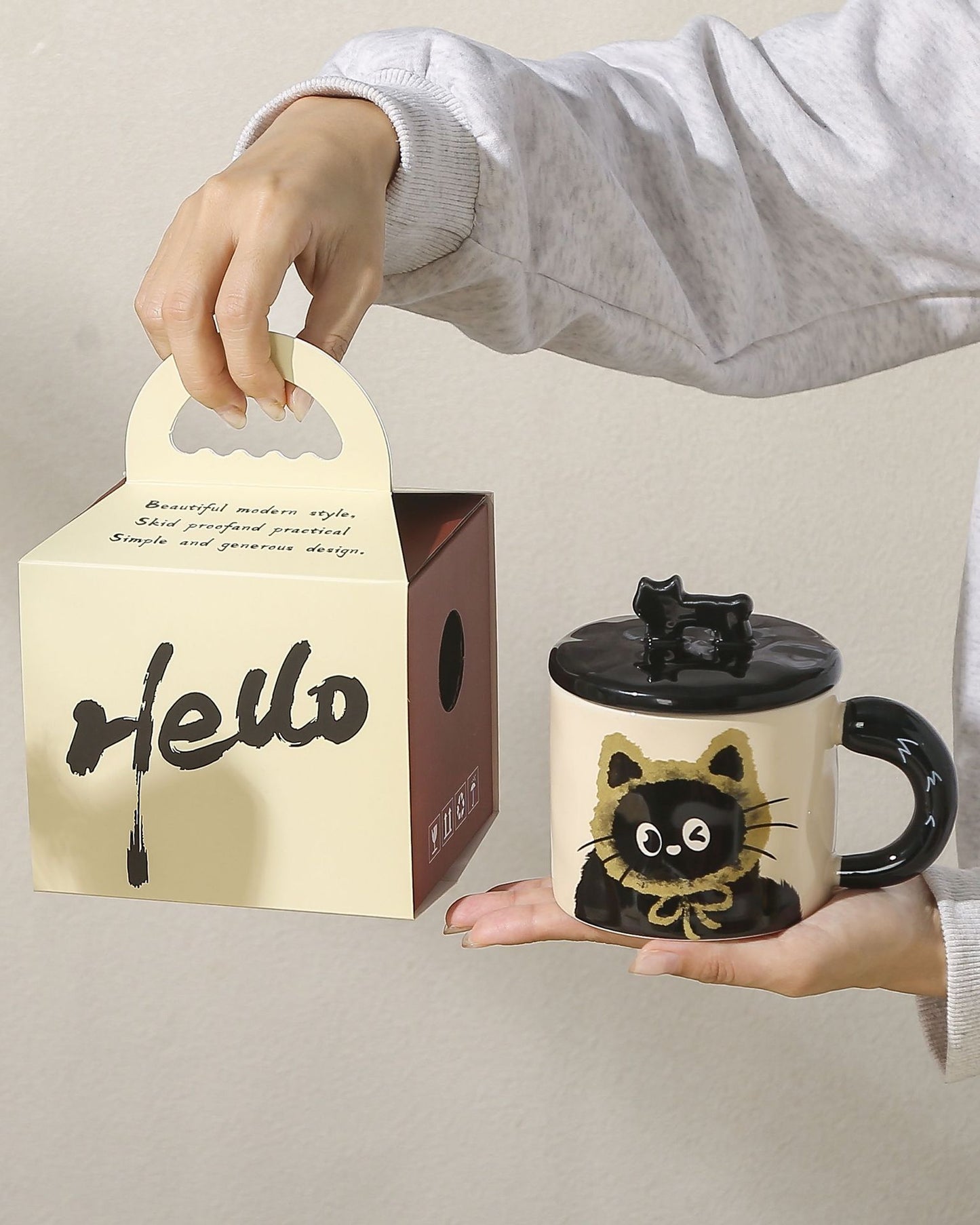 😺 Mug en céramique avec dessin de chat – Idéal pour les cadeaux et les moments mignons 🎁