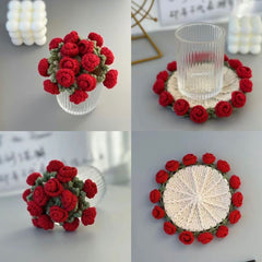 🌹 Cupcake en Coton Tissé avec Bouquet de Roses – Idée Cadeau Créative et Décorative