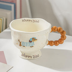 🐶 Mug en céramique avec dessin de chien saucisse - Idéal pour le petit-déjeuner et les cadeaux tendres 🎁