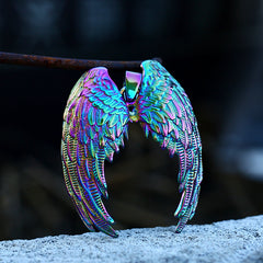 Bracelet à pendentif en acier inoxydable "Ailes d'anges rétro" – Style européen chic et élégant pour hommes et femmes