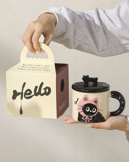 😺 Mug en céramique avec dessin de chat – Idéal pour les cadeaux et les moments mignons 🎁