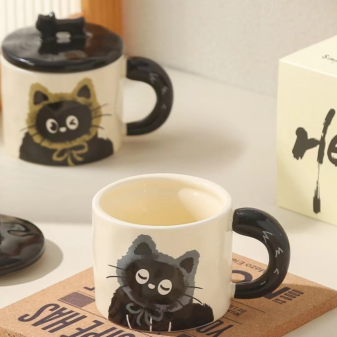 😺 Mug en céramique avec dessin de chat – Idéal pour les cadeaux et les moments mignons 🎁