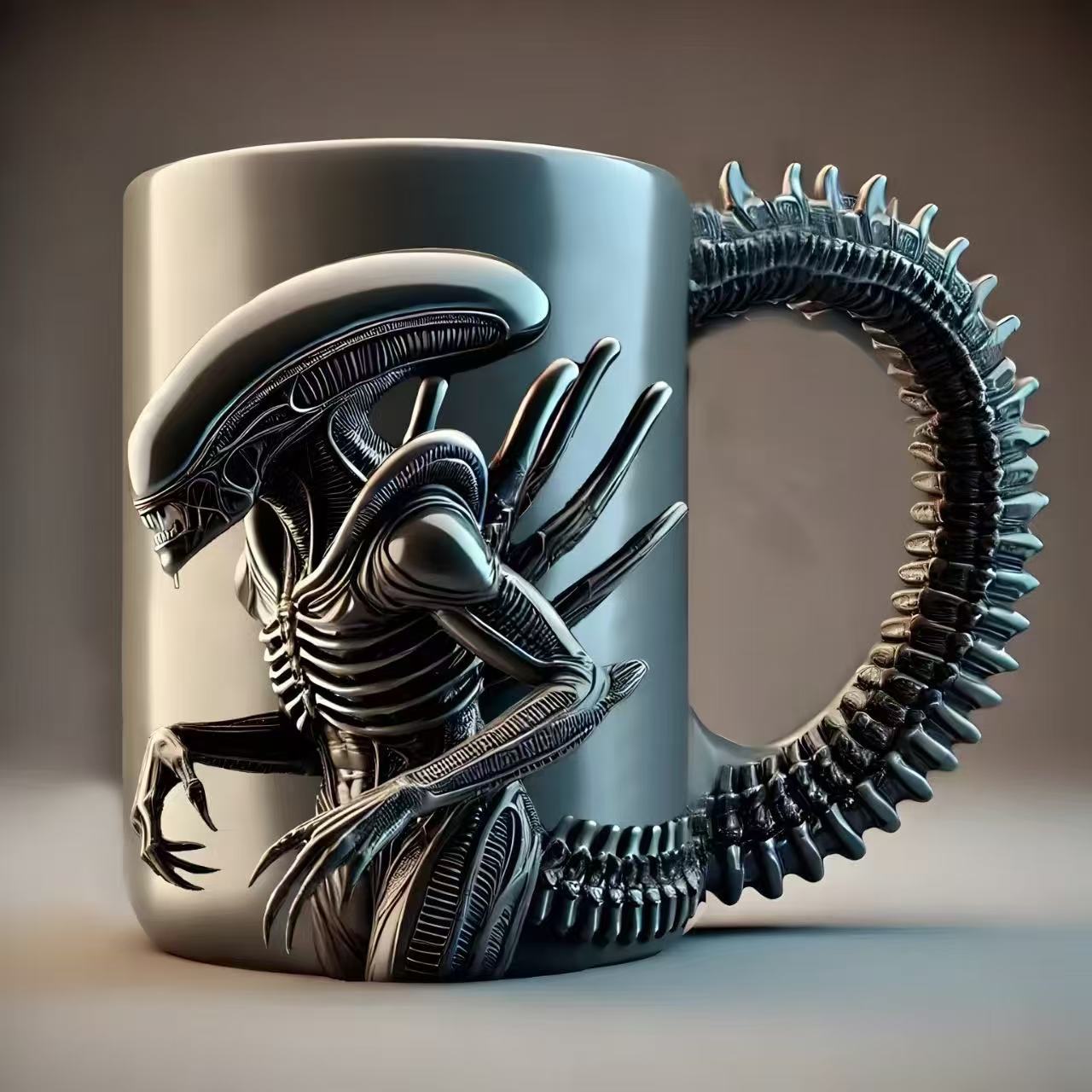 Tasse à Café Alien – Mug en Céramique 3D avec Détails en Relief et Impression à Chaud – Parfaite pour les Fans de Sci-Fi ✨🛸