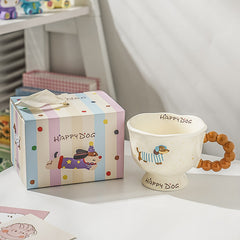 🐶 Mug en céramique avec dessin de chien saucisse - Idéal pour le petit-déjeuner et les cadeaux tendres 🎁