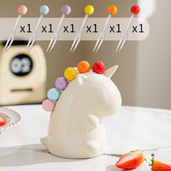 🦄 Ensemble de Fourchettes à Fruits en Céramique Unicornées - Féérie sur votre Table ! 🍓