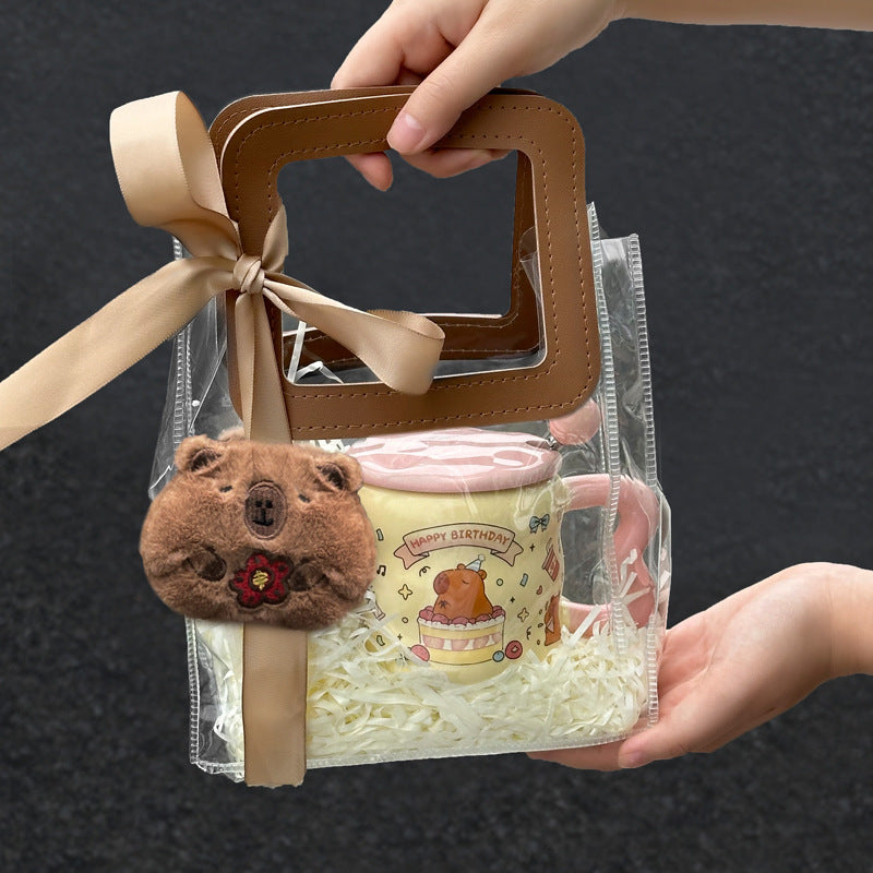 Mug Céramique Blanc Animé de l'Animal Mignon Capybara – Idéal pour les Cadeaux d'Anniversaire pour Amies et Filles