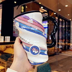 Mug Céramique Blanc Animé Unicorn 520ml – Idéal pour les Filles et les Amateurs de Mode Rétro