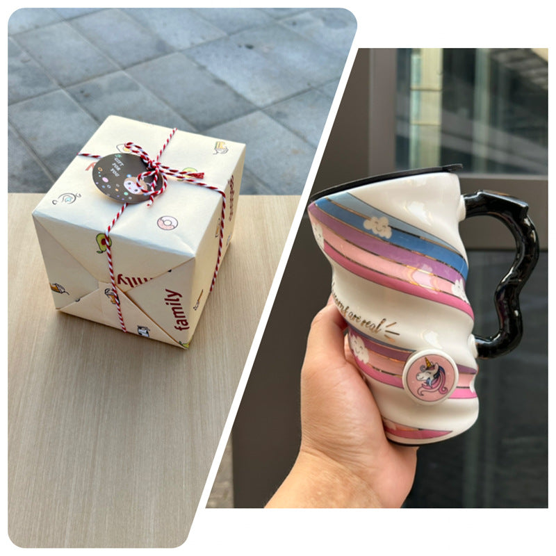 Mug Céramique Blanc Animé Unicorn 520ml – Idéal pour les Filles et les Amateurs de Mode Rétro