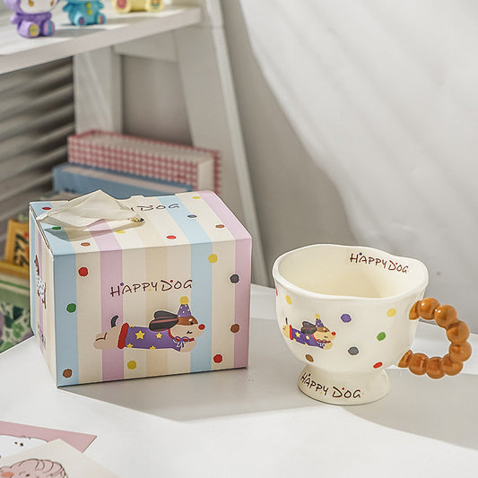 🐶 Mug en céramique avec dessin de chien saucisse - Idéal pour le petit-déjeuner et les cadeaux tendres 🎁
