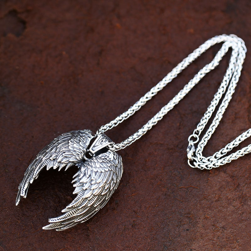 Bracelet à pendentif en acier inoxydable "Ailes d'anges rétro" – Style européen chic et élégant pour hommes et femmes