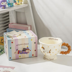 🐶 Mug en céramique avec dessin de chien saucisse - Idéal pour le petit-déjeuner et les cadeaux tendres 🎁