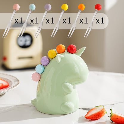 🦄 Ensemble de Fourchettes à Fruits en Céramique Unicornées - Féérie sur votre Table ! 🍓