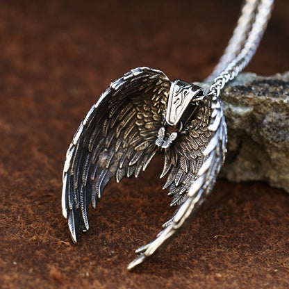 Bracelet à pendentif en acier inoxydable "Ailes d'anges rétro" – Style européen chic et élégant pour hommes et femmes