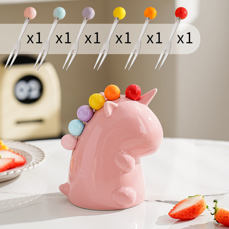 🦄 Ensemble de Fourchettes à Fruits en Céramique Unicornées - Féérie sur votre Table ! 🍓