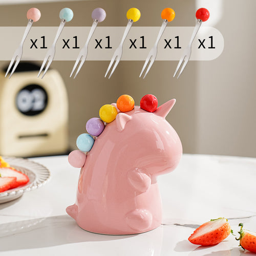 🦄 Ensemble de Fourchettes à Fruits en Céramique Unicornées - Féérie sur votre Table ! 🍓