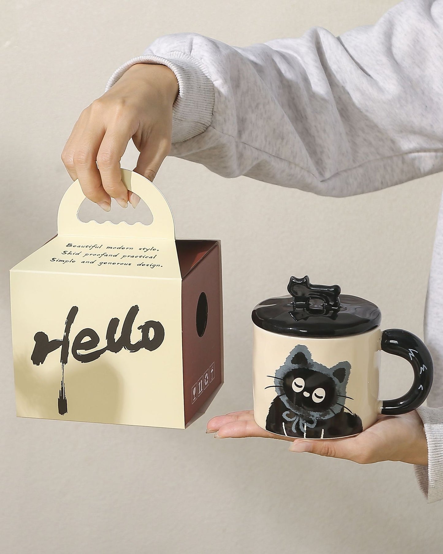 😺 Mug en céramique avec dessin de chat – Idéal pour les cadeaux et les moments mignons 🎁