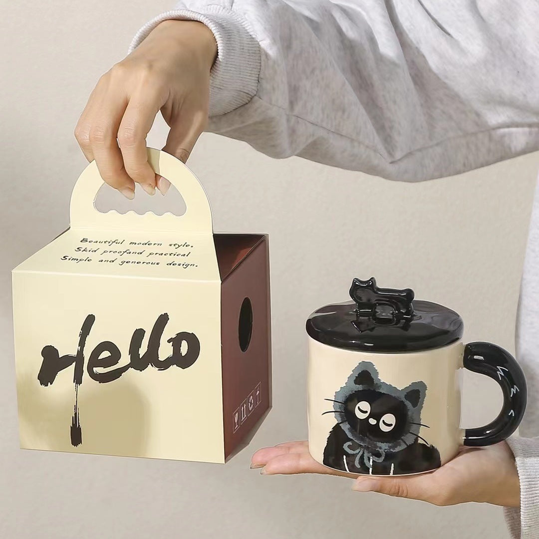 😺 Mug en céramique avec dessin de chat – Idéal pour les cadeaux et les moments mignons 🎁