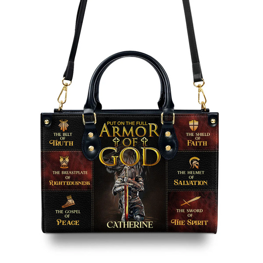 Jesuspirit | Sac à Main en Cuir Personnalisé avec Fermeture Éclair | Armor Of God