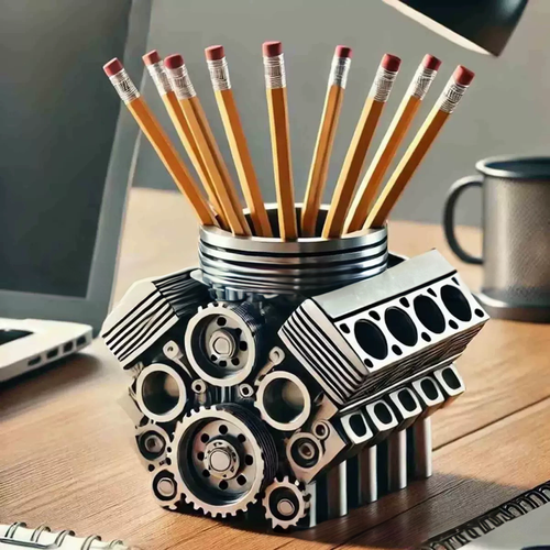 🏎️✨ Support 3D pour Stylo Moteur V8 en Résine – Décoration de Bureau Réaliste & Pratique