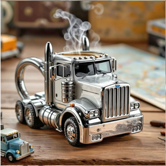 Mug en résine créatif - Camion semi-remorque 🚛☕️（Blanc）