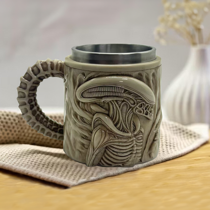 Tasse à Café Alien – Mug en Céramique 3D avec Détails en Relief et Impression à Chaud – Parfaite pour les Fans de Sci-Fi ✨🛸