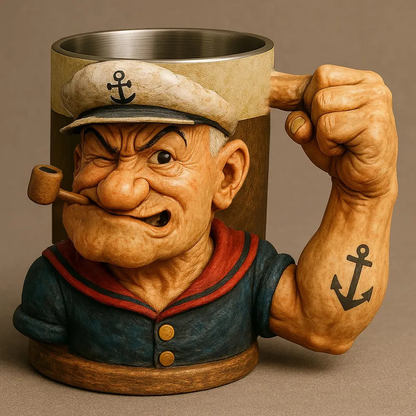 ⚓Mug Popeye en 3D Pop-Art – Poignée solide et style vintage élégant💪