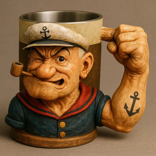 ⚓Mug Popeye en 3D Pop-Art – Poignée solide et style vintage élégant💪