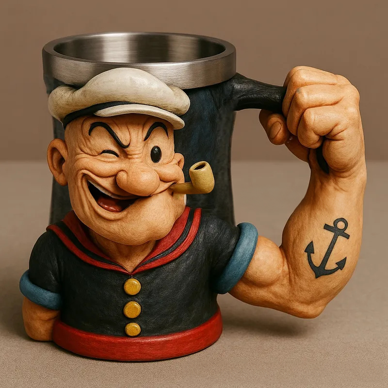 ⚓Mug Popeye en 3D Pop-Art – Poignée solide et style vintage élégant💪