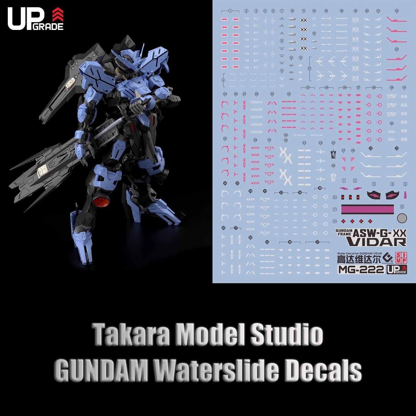 MG 1/100 Gundam Vidar HD Fluorescent Waterslide Decals
