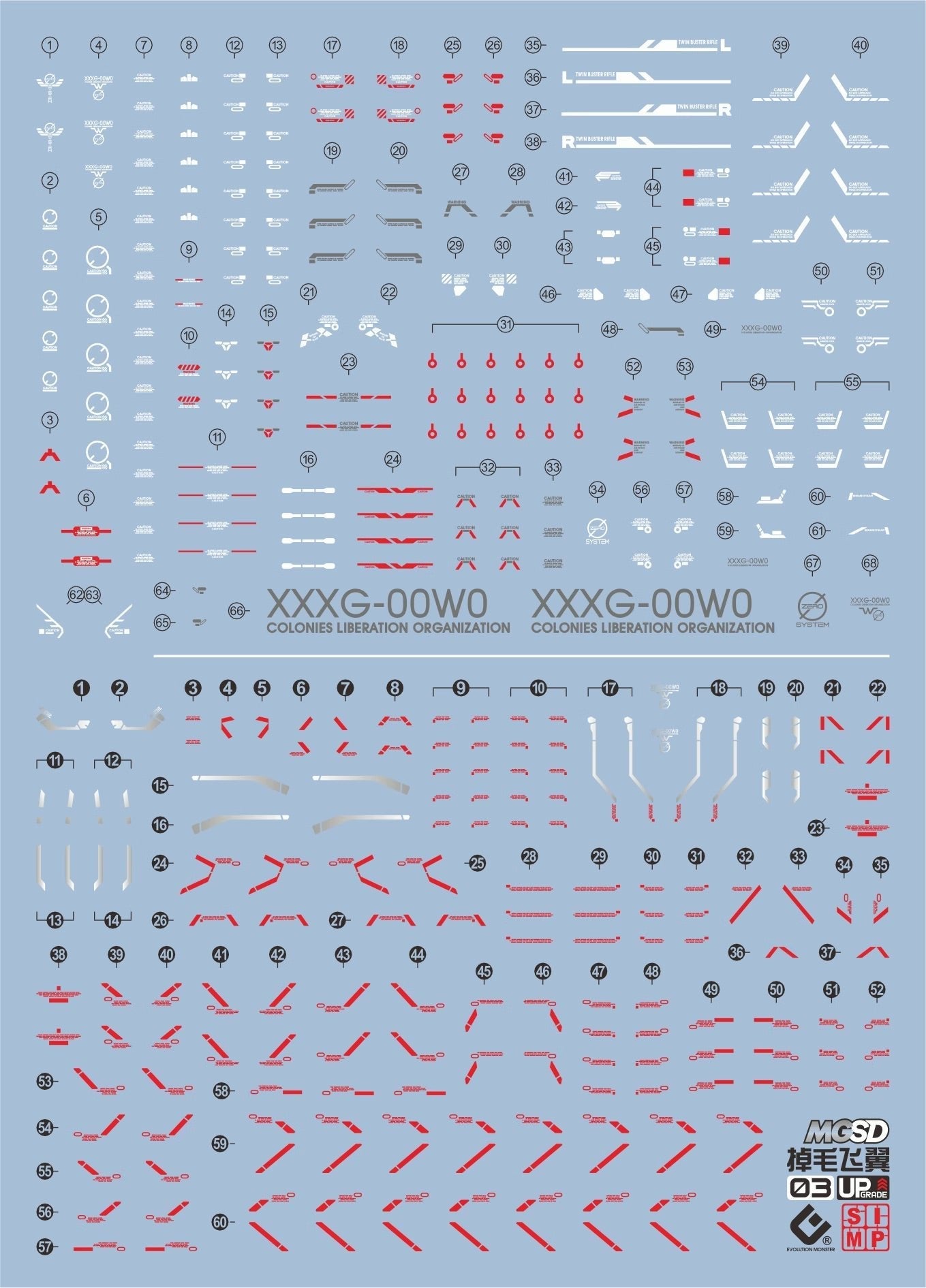 MGSD 1/144 Wing Gundam Zero EW Ver.KA  HD Fluorescent Waterslide Decals