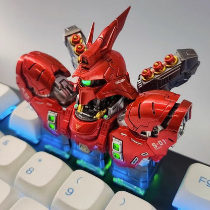 【Pre-Order】Johnny Sazabi Transformable Artisan Keycap Set – Handcrafted Gundam Mecha for MX Switches