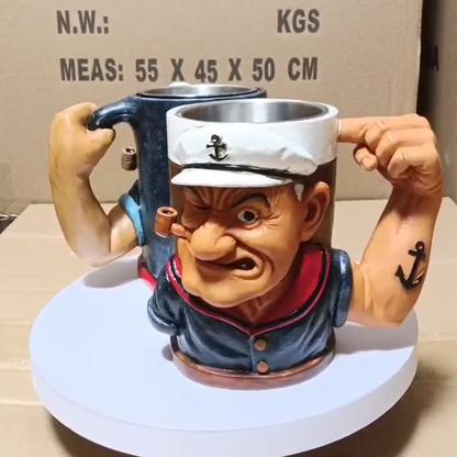 ⚓Mug Popeye en 3D Pop-Art – Poignée solide et style vintage élégant💪